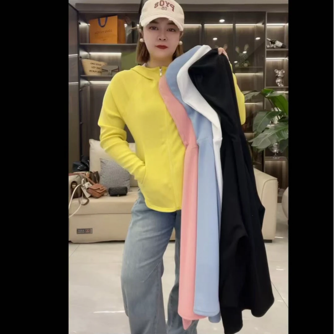 厂家福利蚂蚁腰双兜修容瑜伽服春季长袖卫衣显瘦连帽上衣