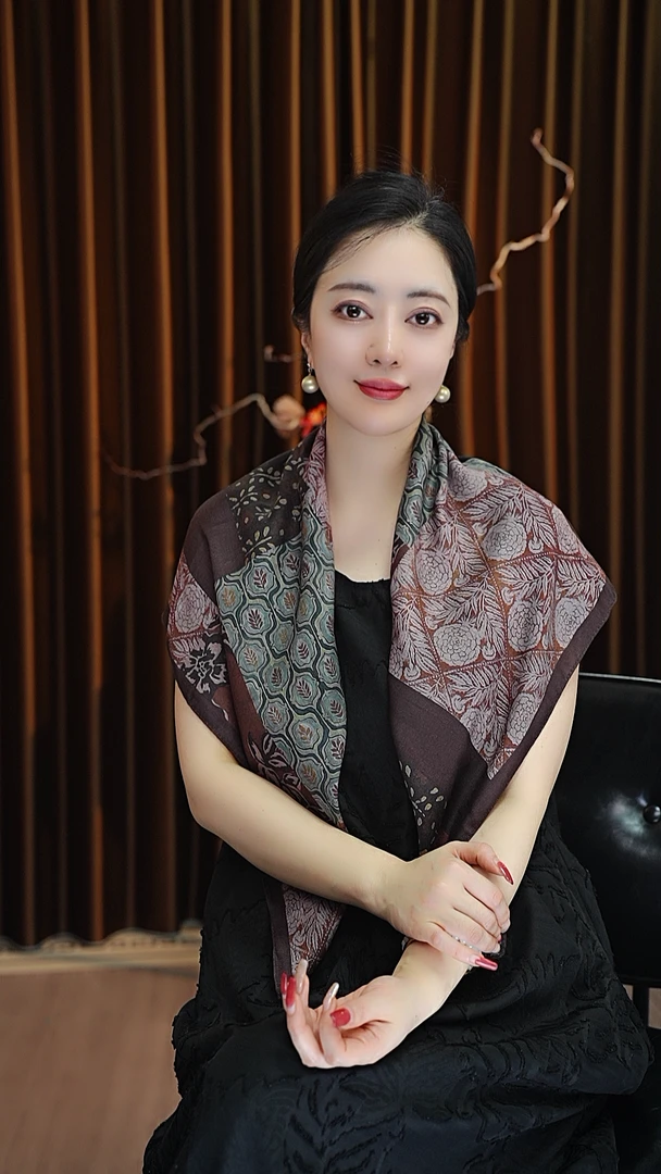 【老钱风】90*90丝毛方巾女士双面色百搭围巾披肩四季款洋气