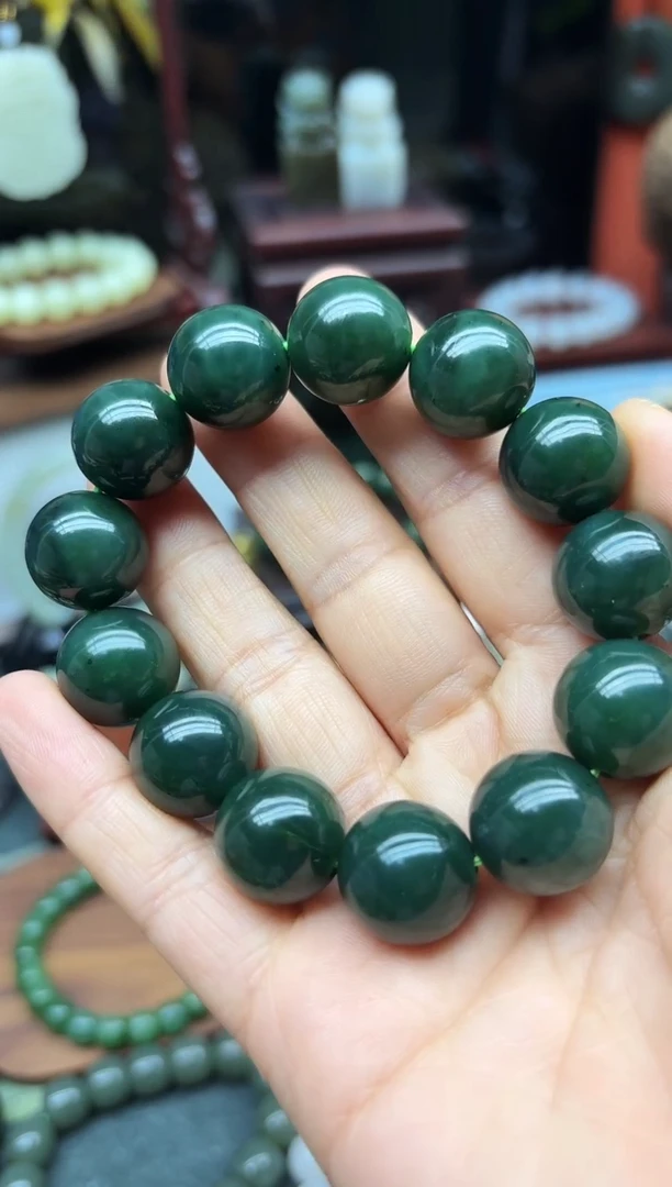 未镶嵌手链和田玉16MM   碧玉圆珠