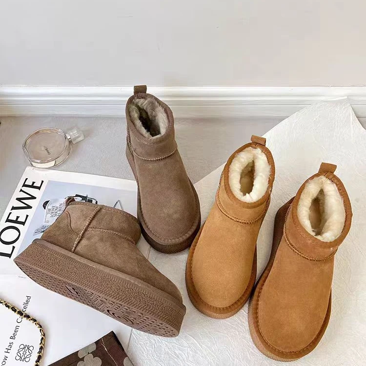 1378 品味 厚底真皮真毛雪地靴女冬24加厚防滑保暖短筒女