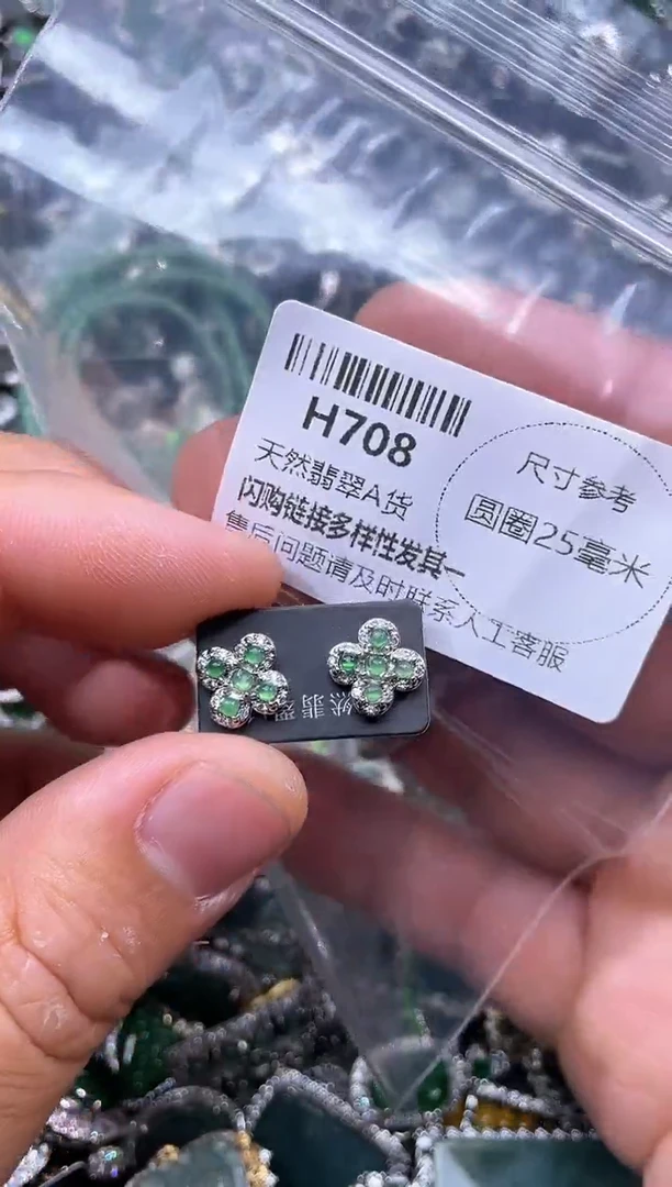 【闪购商品】翡翠颈饰未镶嵌H708耳钉
