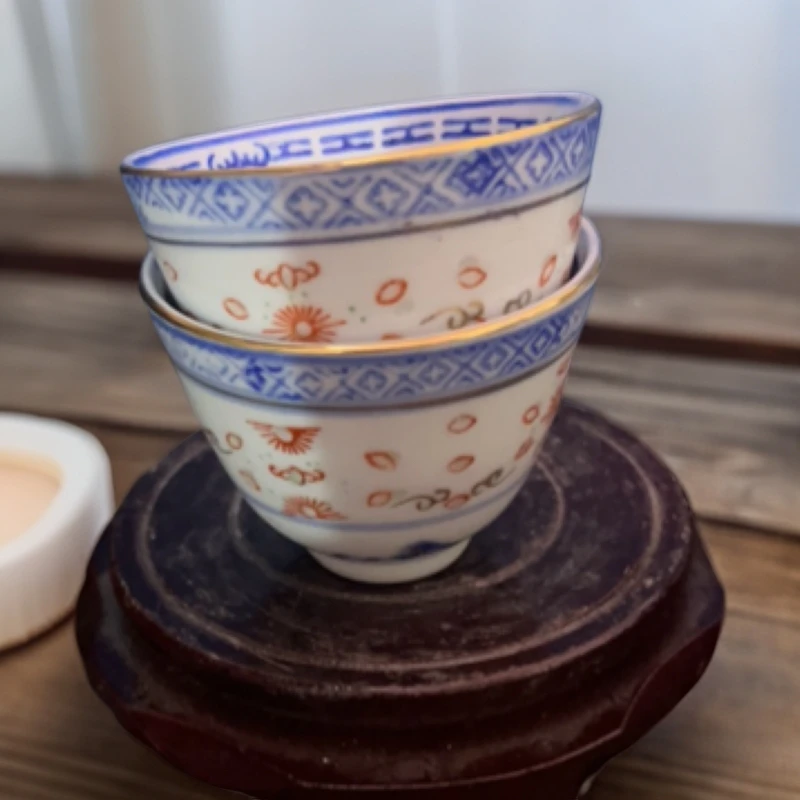 景德镇陶瓷描金龙纹二杠杯 拍一发二