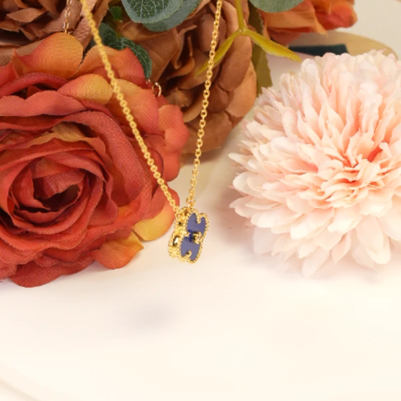 铜合金项链 【A1008-1】蓝色微镶项链 轻奢时尚设计款-LSC