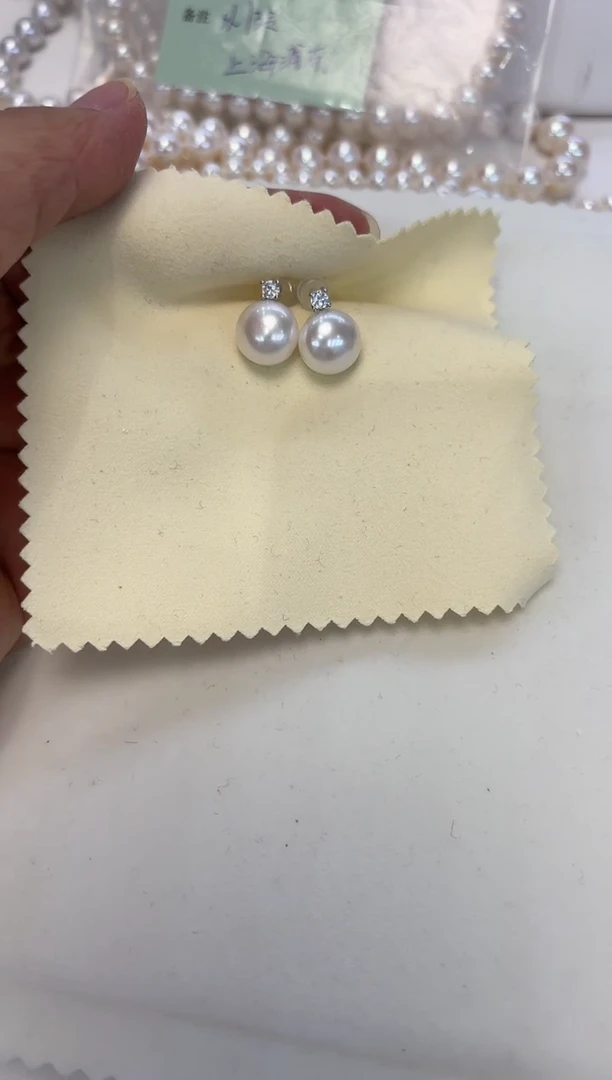 银S925镶嵌淡水珍珠耳饰戴妃馒头耳钉