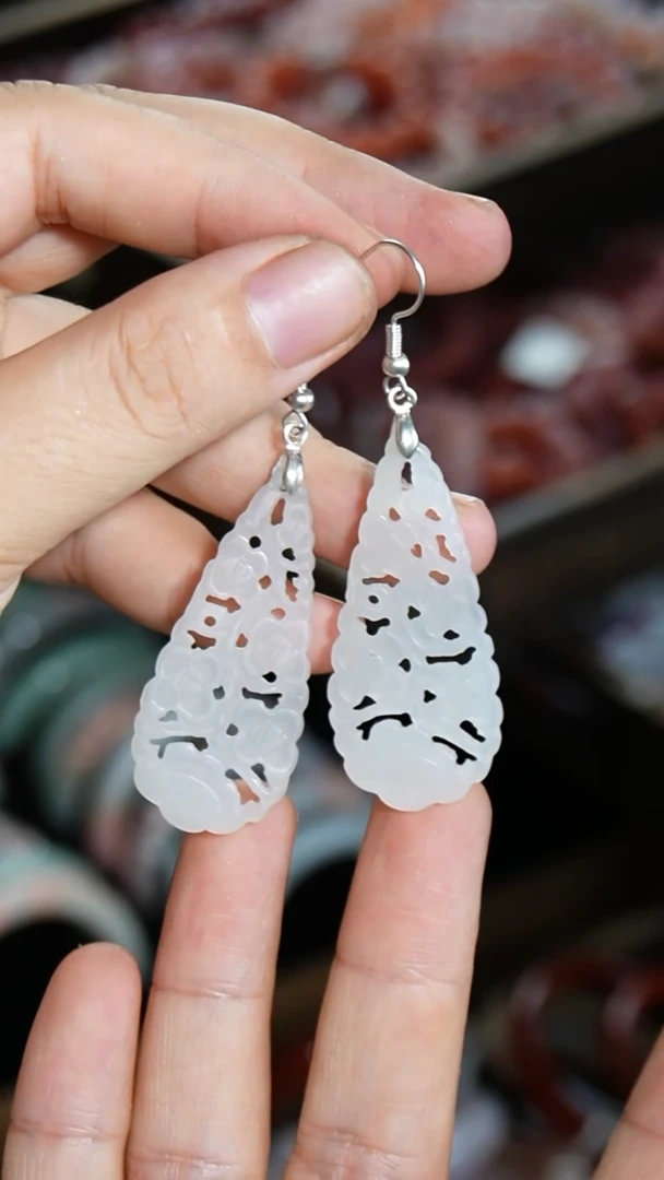 和田玉未镶嵌耳饰0001