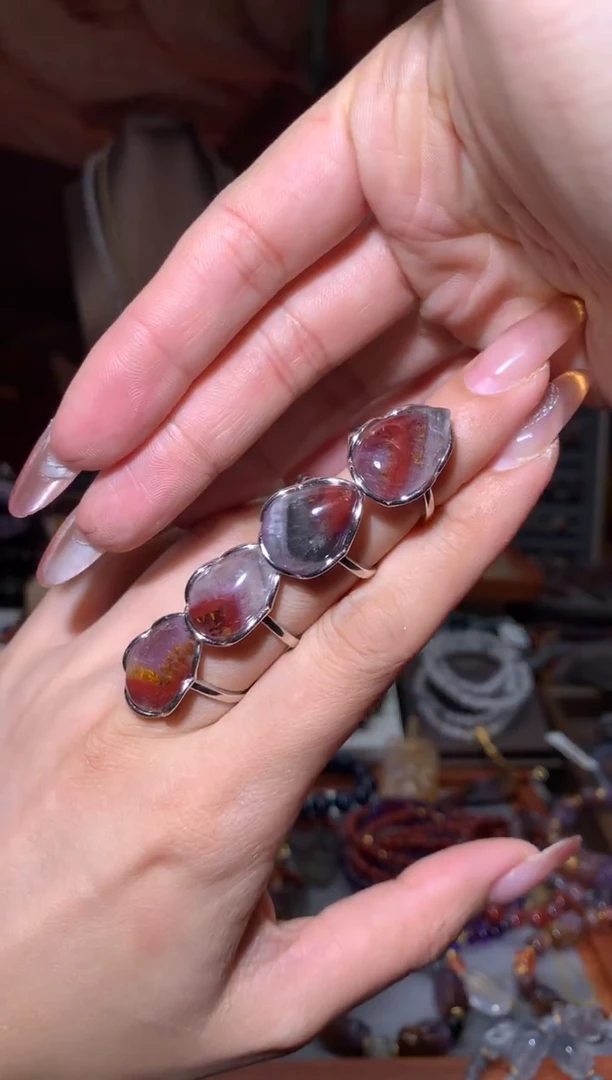 未镶嵌珠宝半成品水晶极光四色水滴戒指多样性发其1