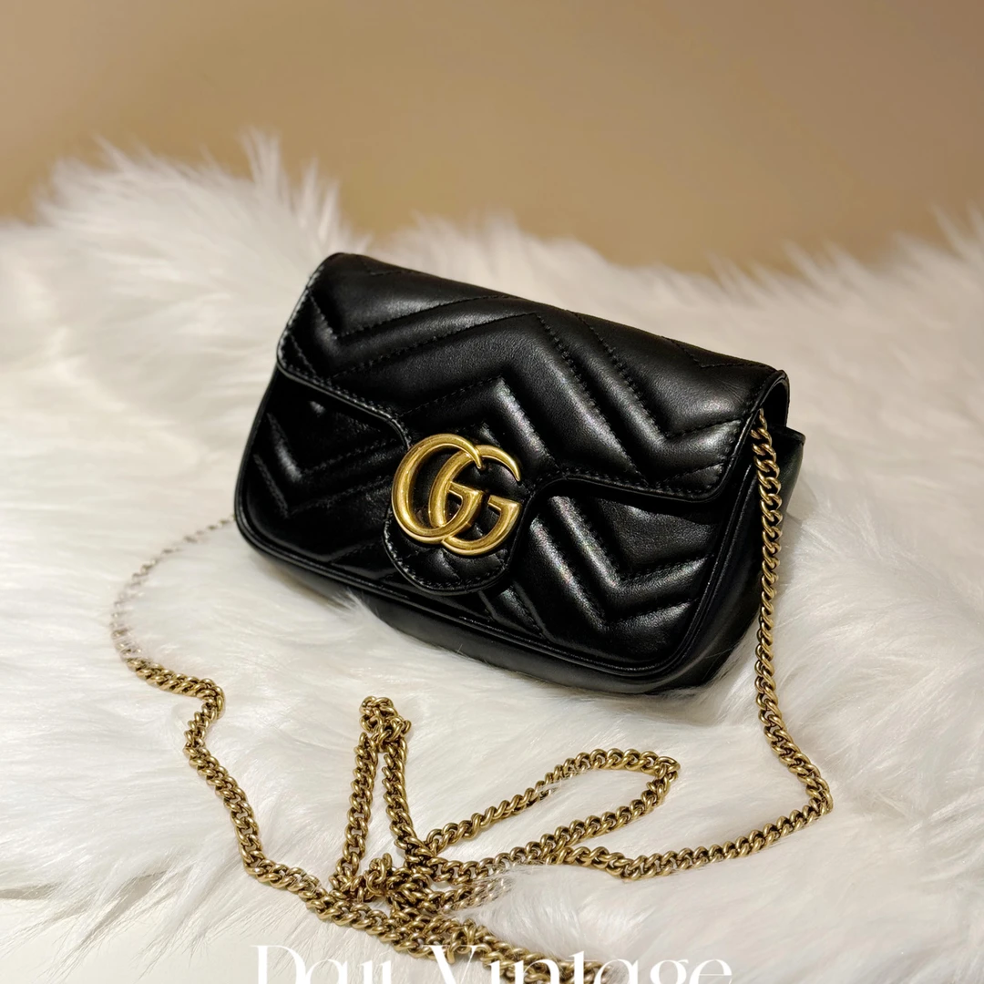 大吉中古/Gucci古驰黑金马蒙mini斜挎包