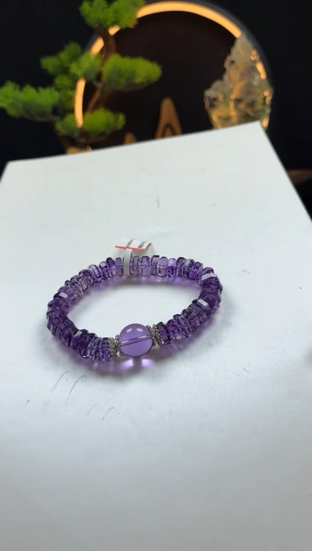 紫晶手链未镶嵌米*天然紫水晶烟花切面设计手串