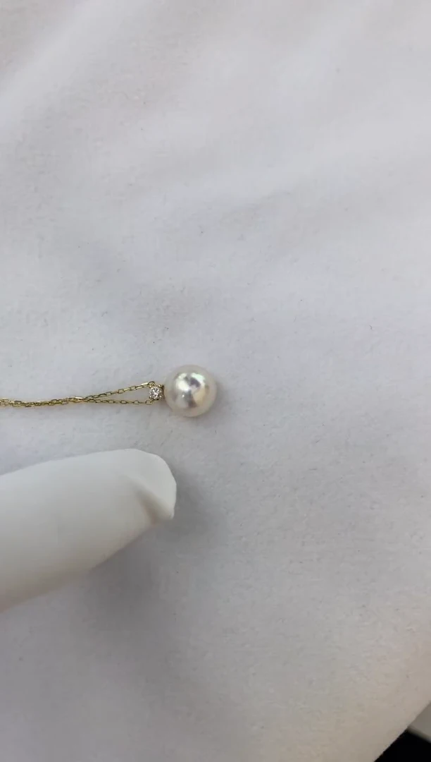 海水珍珠18K金镶嵌颈饰王妃吊坠8.5-9（赠送银链子