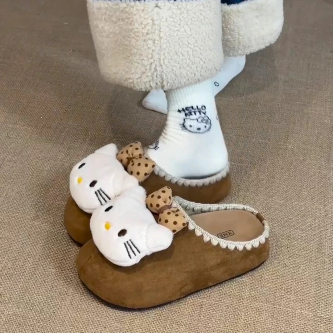 【吐司】kitty可爱包头拖鞋外穿春秋季新款厚底一脚蹬校园勃肯拖鞋