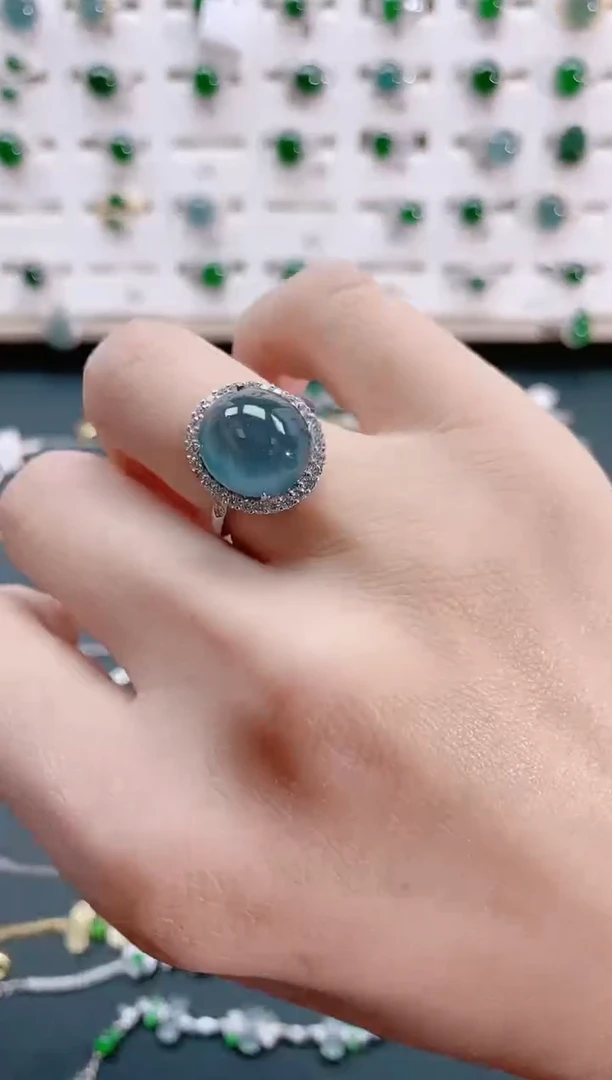 【闪购商品】翡翠戒指银S925镶嵌天然翡翠