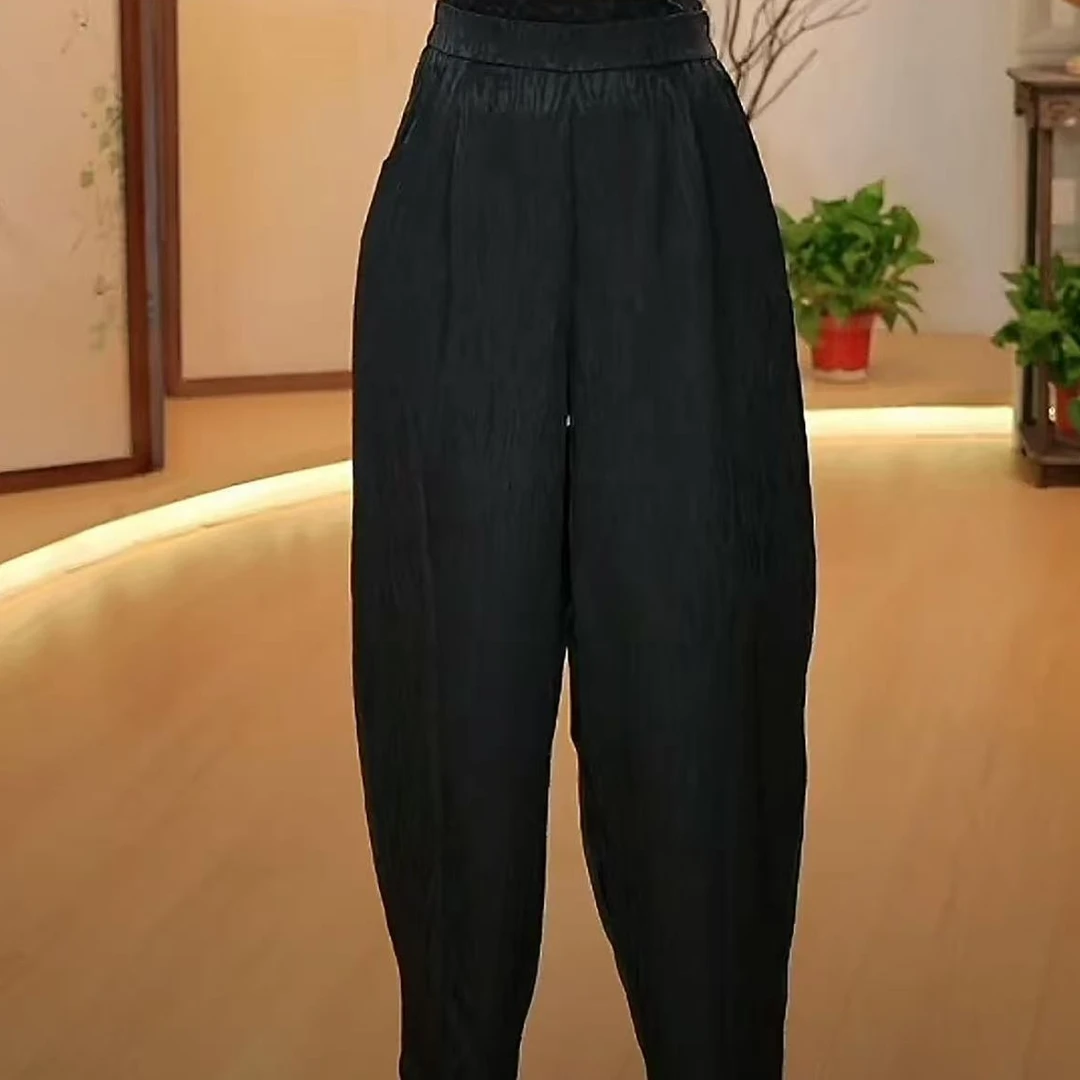 轻薄弯刀透气松紧休闲裤