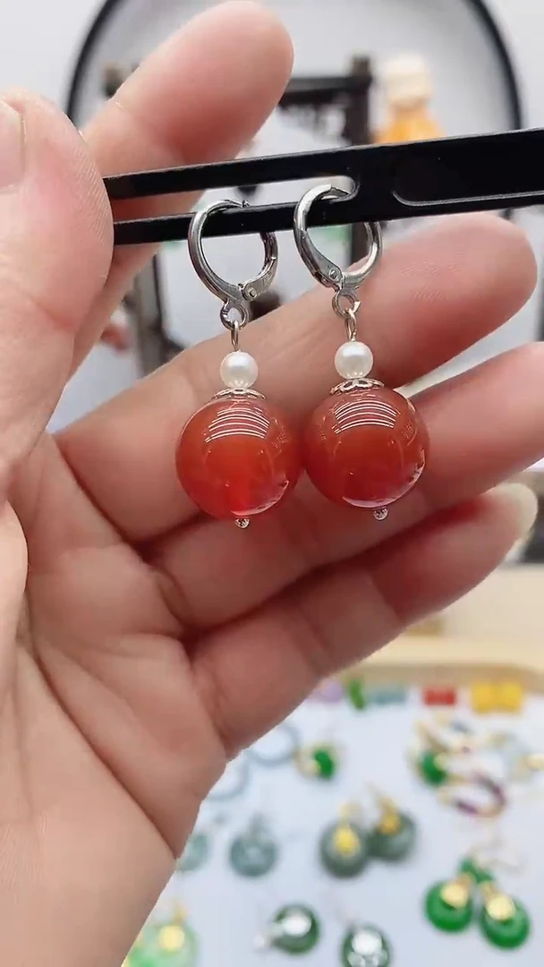 未镶嵌南红玛瑙耳饰194