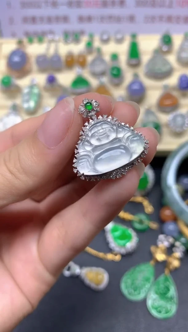 翡翠18K金镶嵌吊坠(不含链)吊坠|6900+690