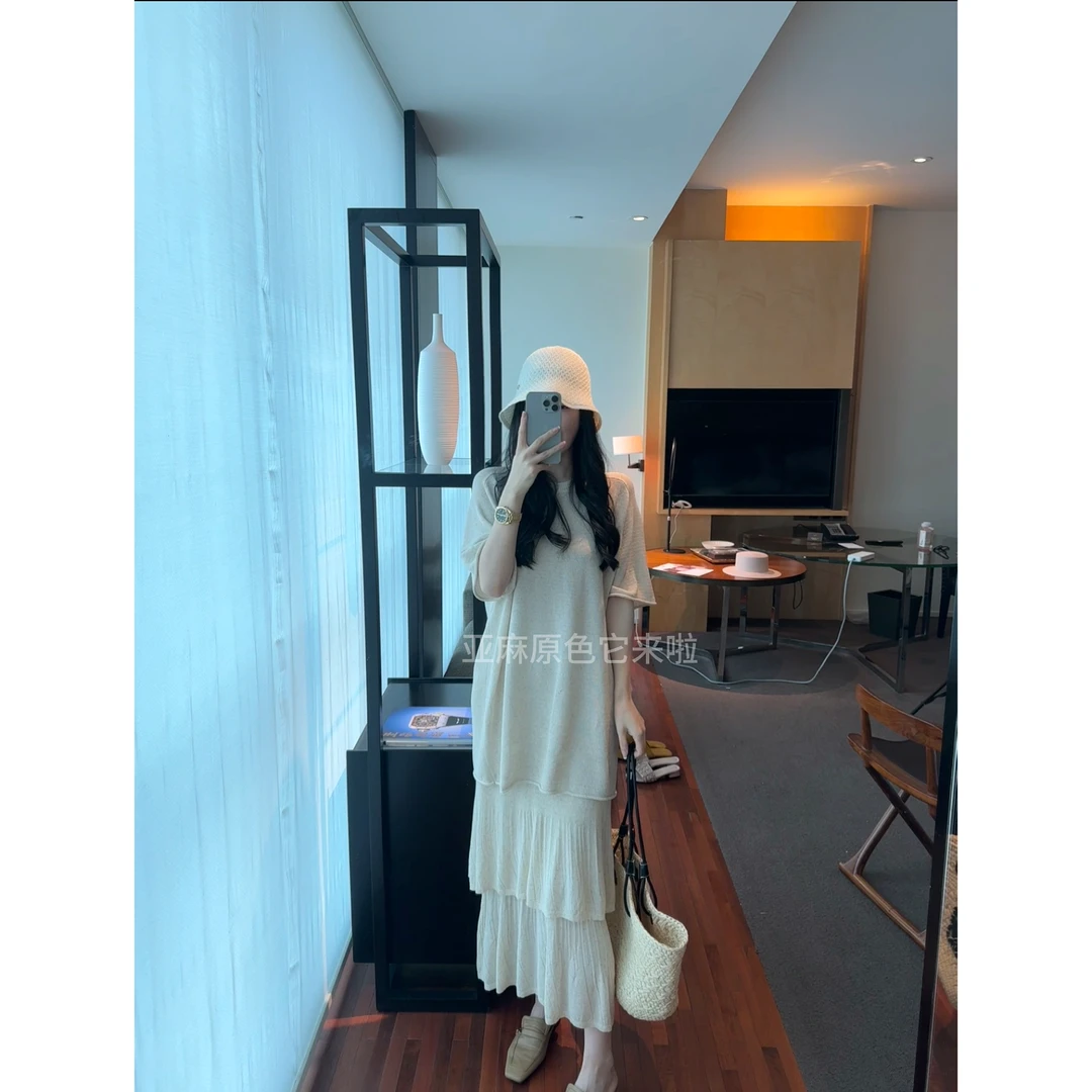 Ruyi如一【莱茵河】超爱亚麻原色夏款慵懒风两件套套装