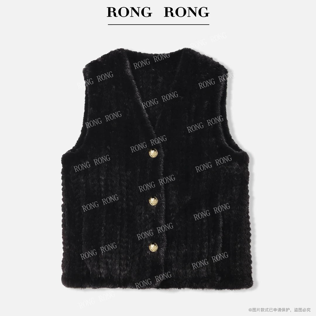 溶溶【巴黎星影】RONGRONG 哥本哈根进口水貂毛皮马夹皮草MYFY114