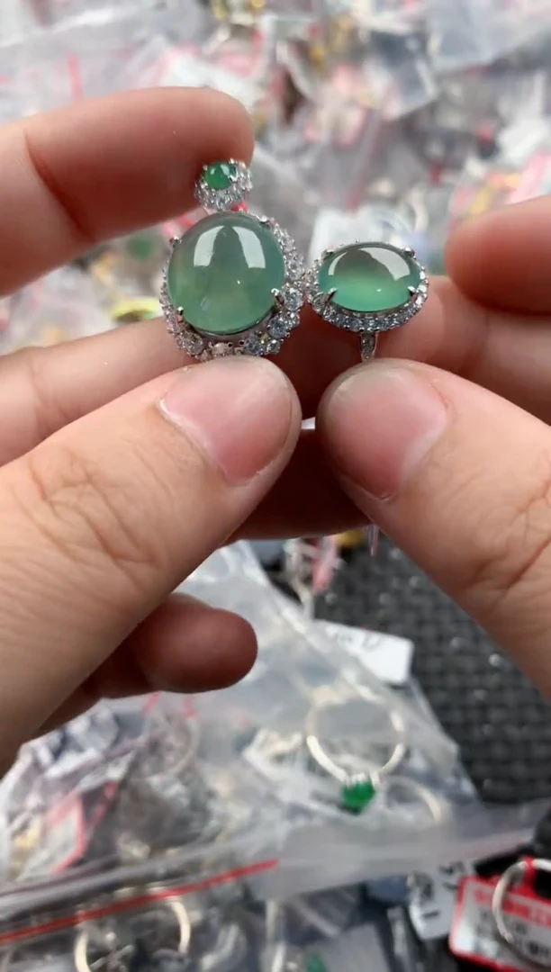 银S925镶嵌戒指翡翠888888 5