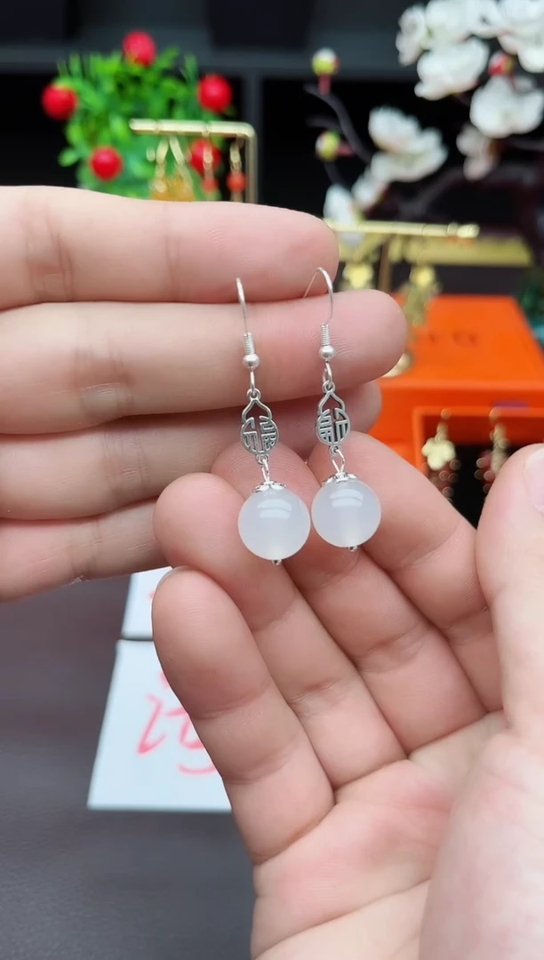 玛瑙/玉髓耳饰银S925镶嵌522000