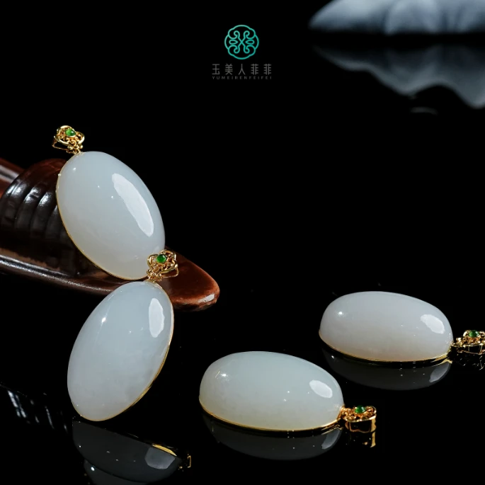 石惑珠宝%和田玉蛋面吊坠约32*20mm-多样性发一