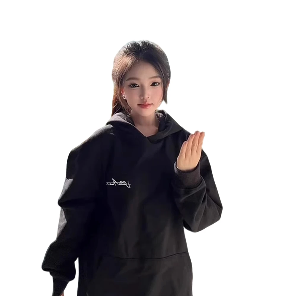【帝韵】连帽卫衣女加绒加厚秋冬宽松美式复古oversize情侣长袖外套