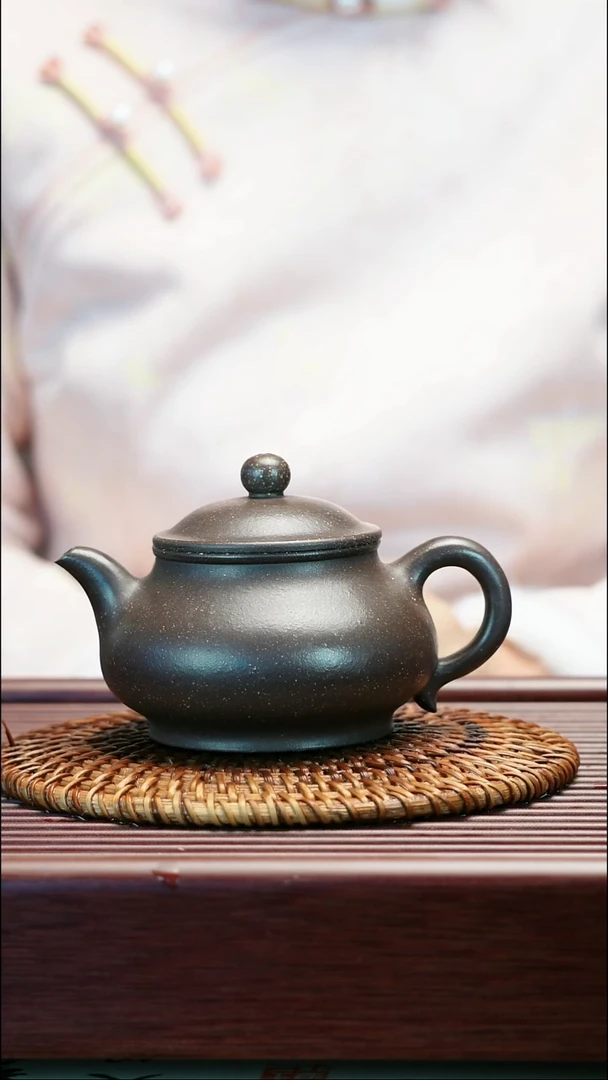 茶壶紫砂潘仕堂  粗砂天青  矮潘壶  160cc