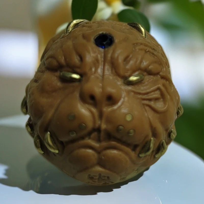 猴头核桃雕刻够王精工镶嵌铜独特设计男士手串盘玩高质量猴头手串