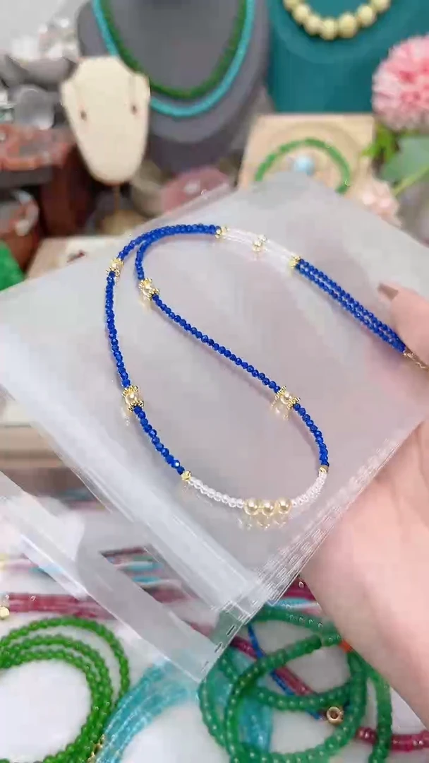 青金石银S925镶嵌颈饰刻89