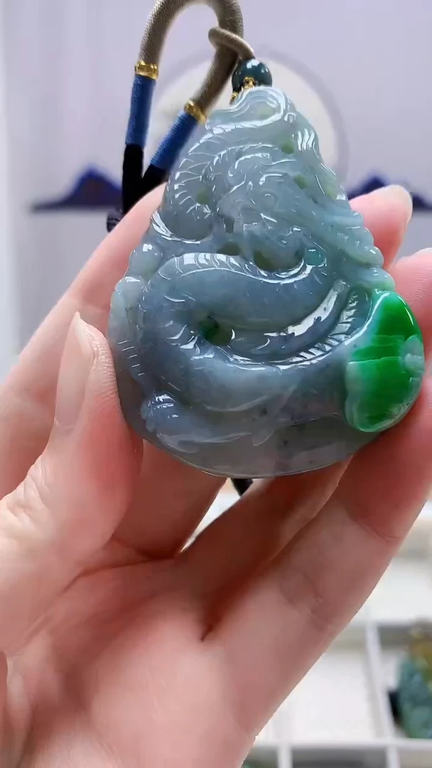 未镶嵌定制翡翠4917zm-毛货挂件龙牌71