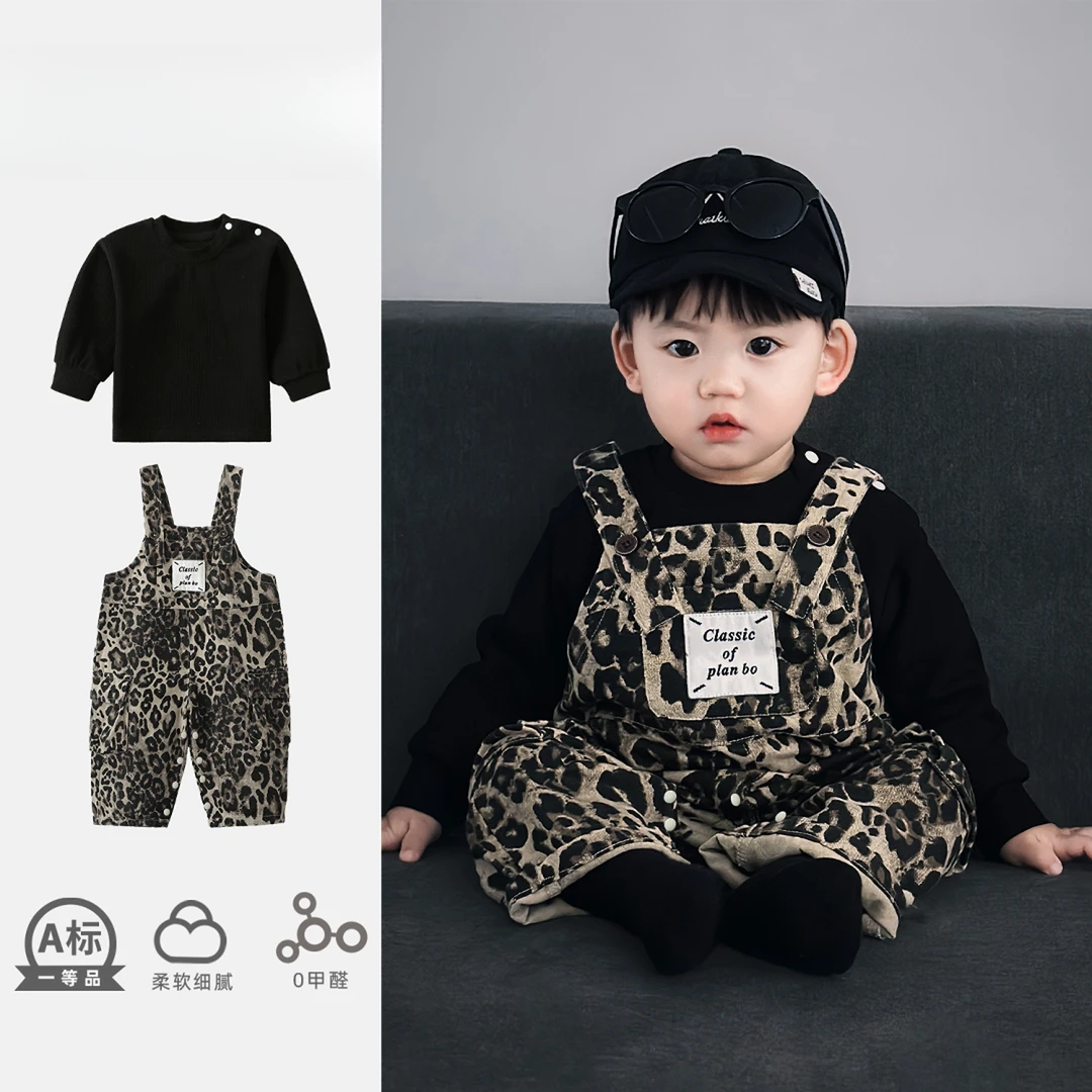 MK&UR.BV婴儿套装春秋洋气男宝宝背带衣套装超萌韩春秋款满月宝宝