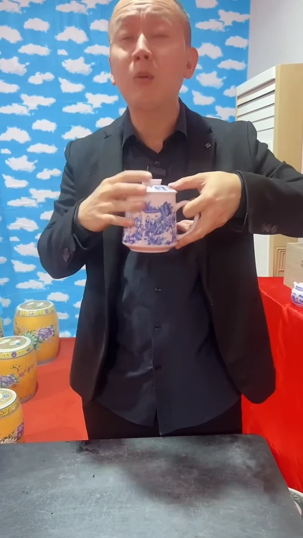 瓷片景德镇陶瓷马克杯带过滤