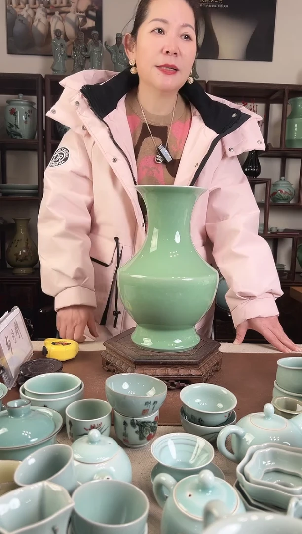 纯手工 梅青 花瓶L