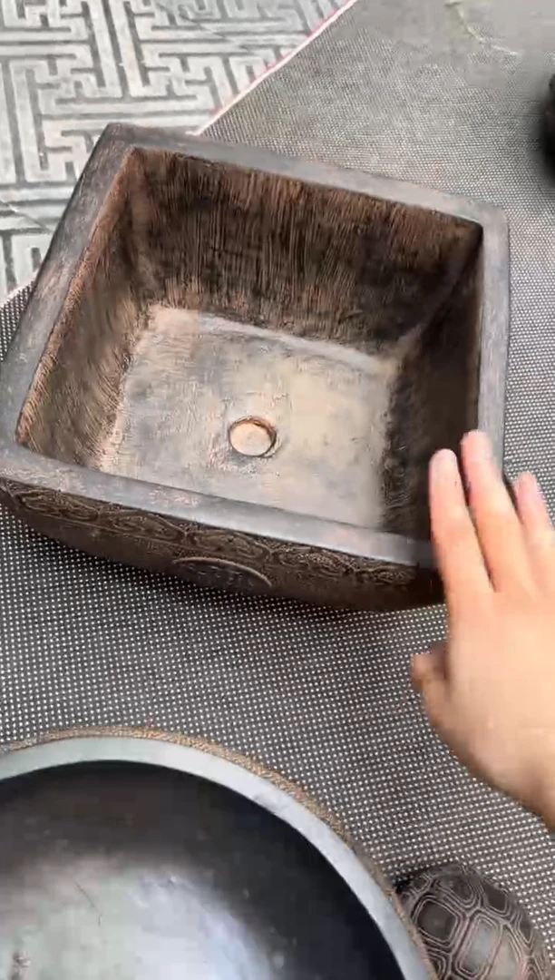 陶土祥云大斗盆0