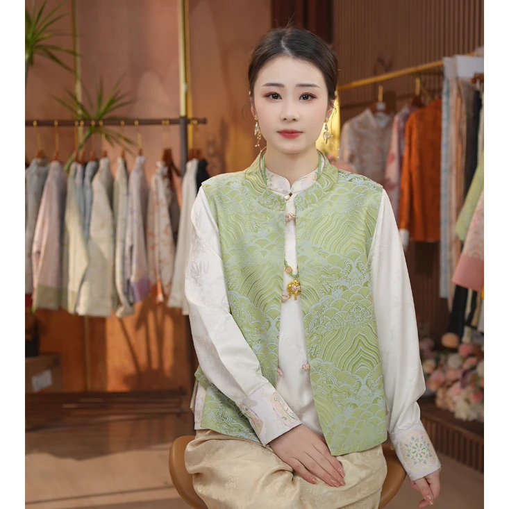 《 一挽清愁-马夹》新中式提花复古国风休闲百搭高定双面穿马夹