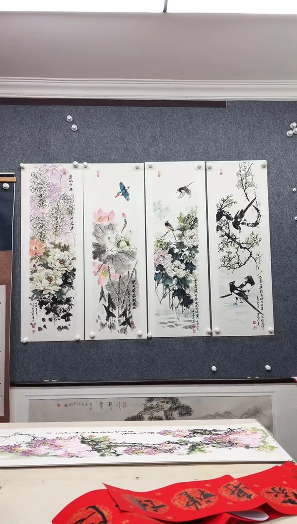 纸本33*100手绘国画作品定制