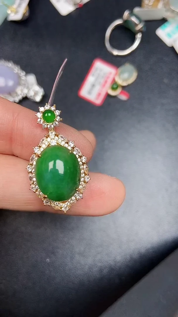 银S925镶嵌戒指翡翠3410