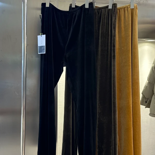 chalan 2025春款高腰垂坠感舒适休闲丝绒裤H25C0227