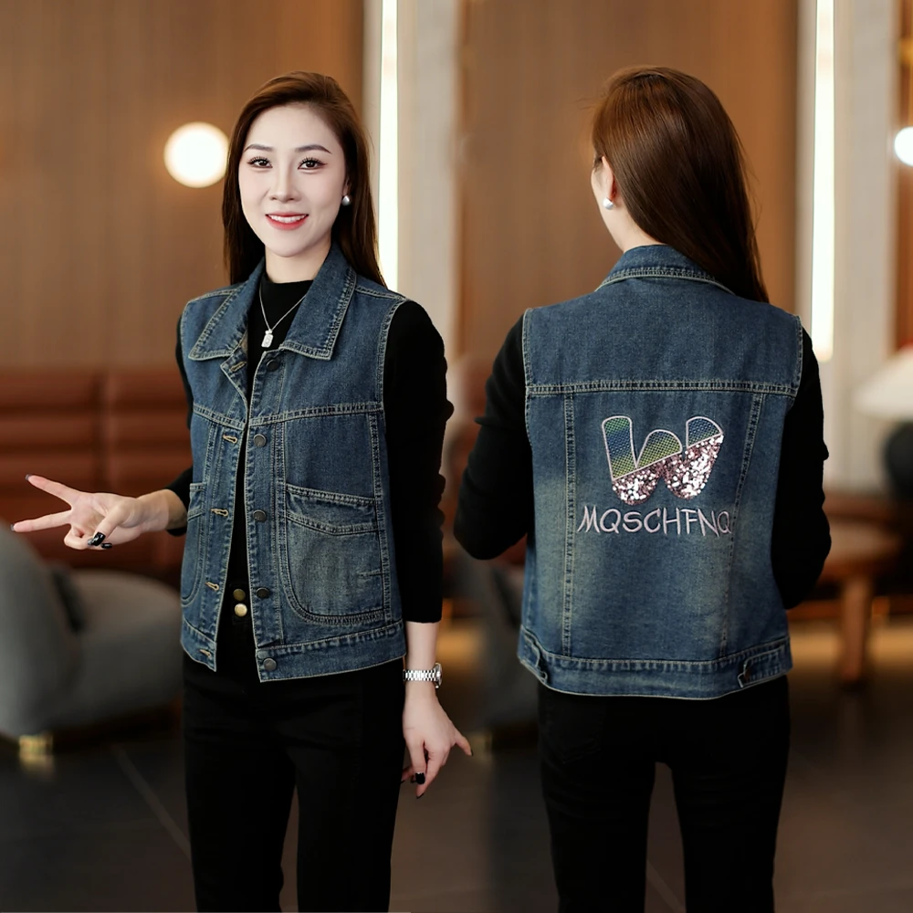 网红新款牛仔马甲女百搭显瘦时尚短款上衣洋气牛仔马甲外穿