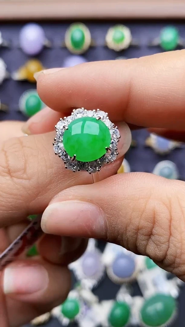 银S925镶嵌戒指翡翠一****·1705