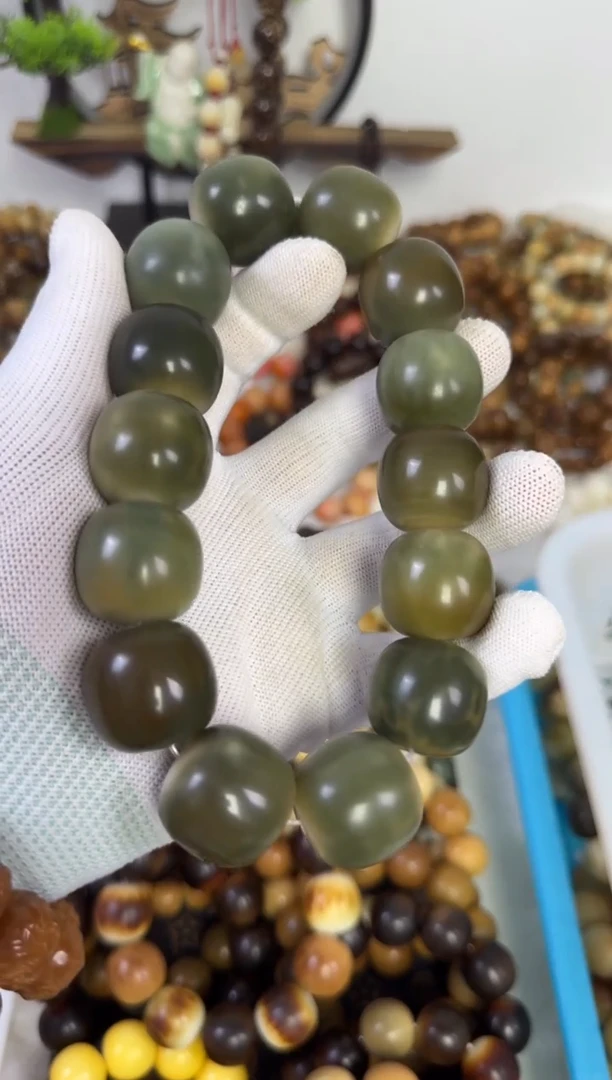 白玉菩提手串24干磨桶珠近全