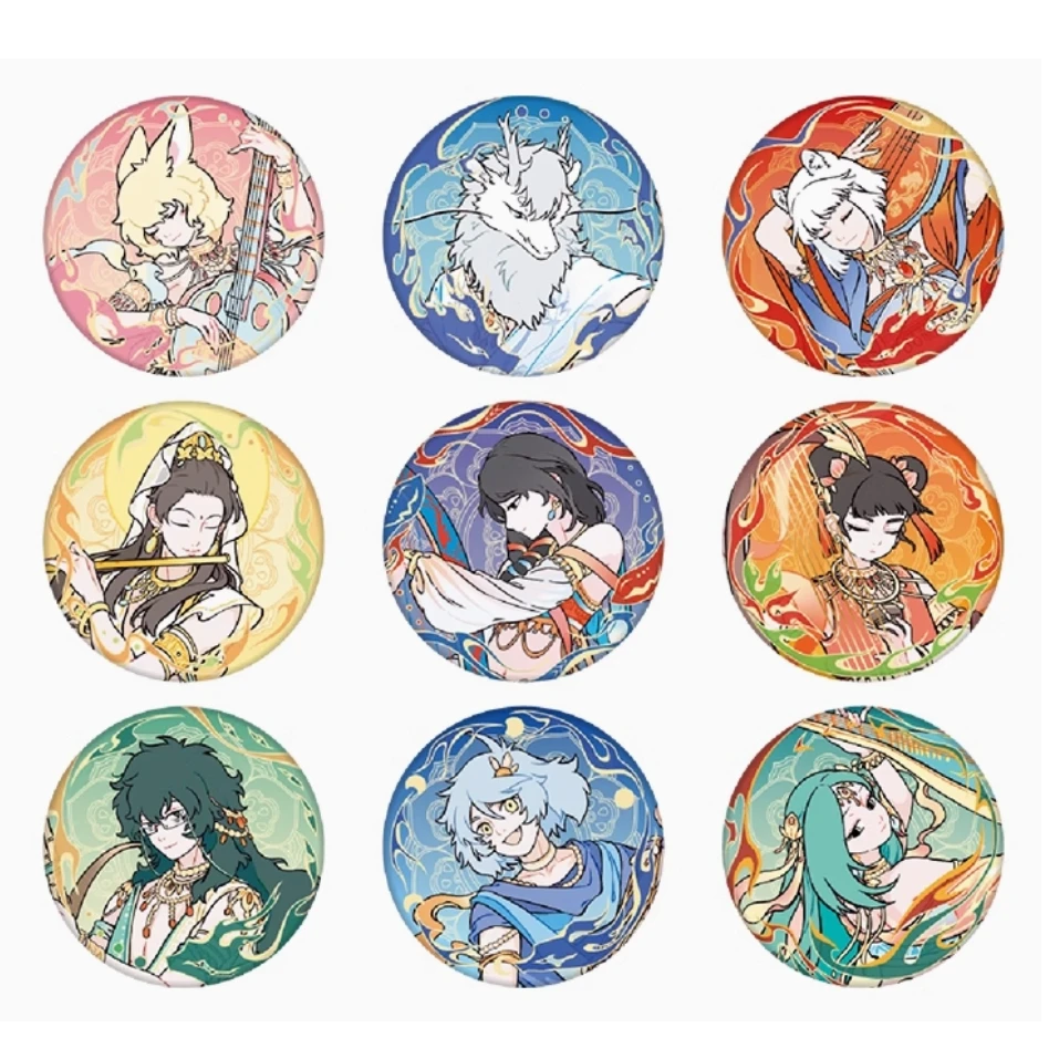 非人哉×敦煌飞天联名-伎乐飞天系列-马口铁徽章盲盒-圆形