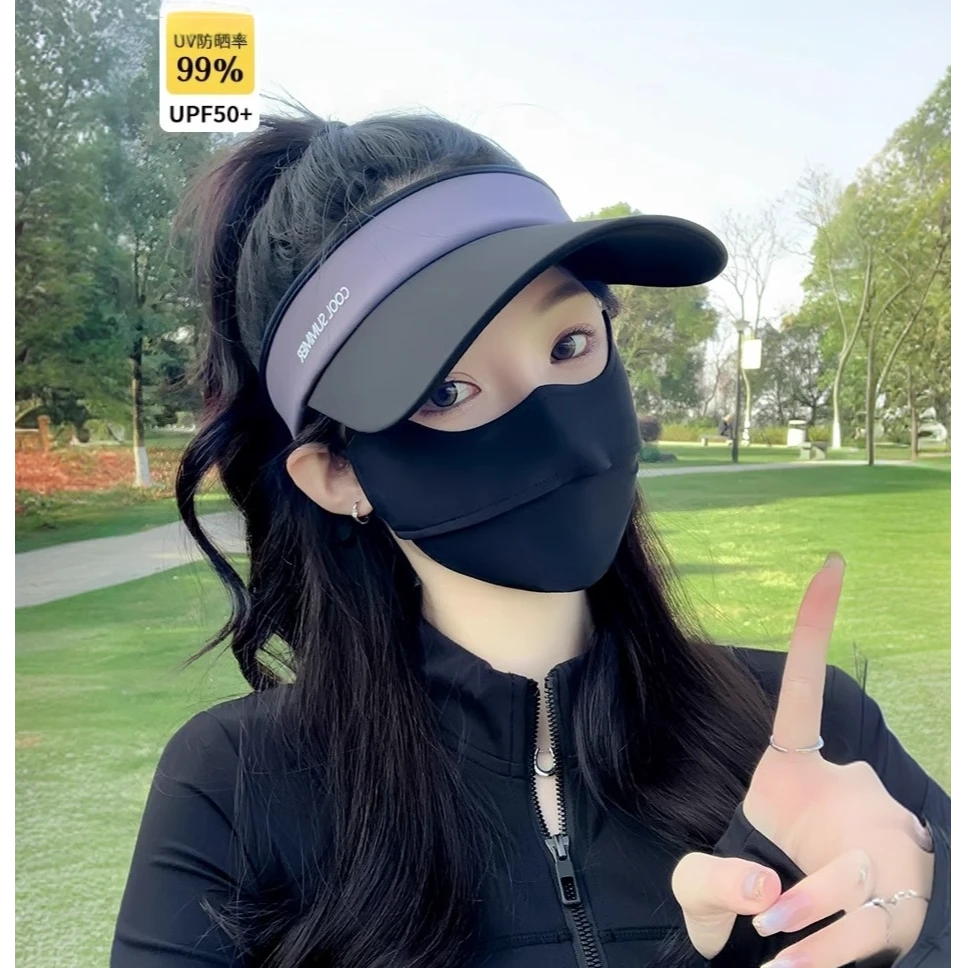 遮阳帽女新款夏季防晒遮脸加长檐太阳帽透气骑车网球运动空顶帽男