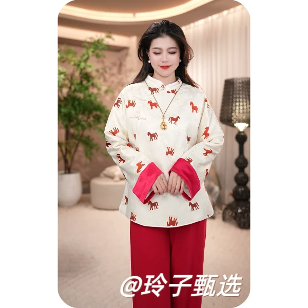 玲子自制（马上新年）原版！新中式国风气质高定宽松加棉上衣