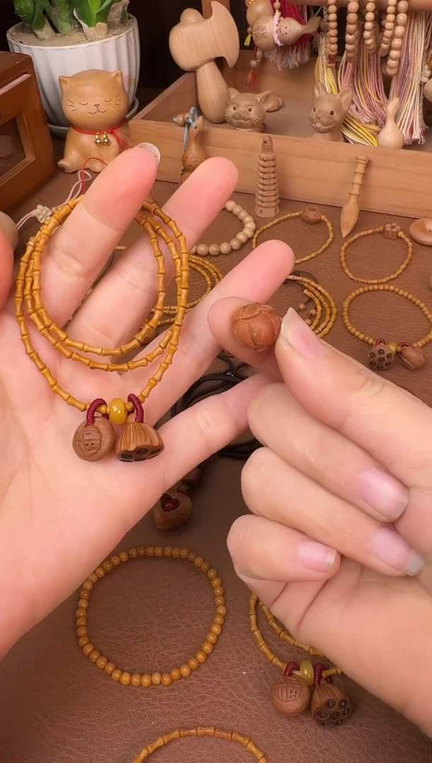 手串桃核三圈好运莲莲竹节跑环