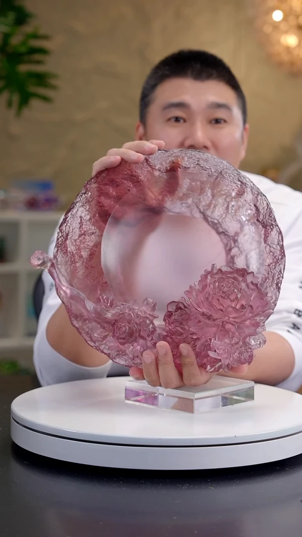 摆件金紫色如意牡丹果盘