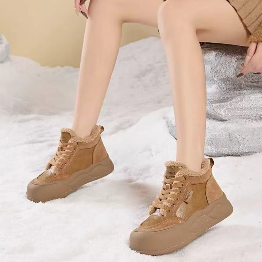 【粉丝专享】达芙妮厚底棉鞋女冬季2025新款保暖高帮东北雪地靴子