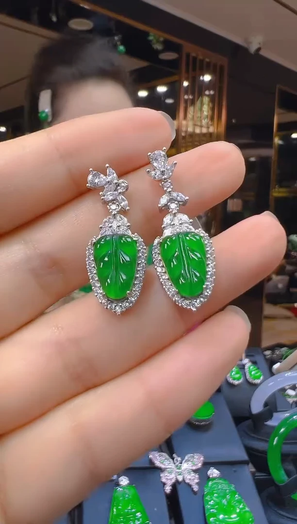 翡翠银S925镶嵌耳饰191（多样性发其一）