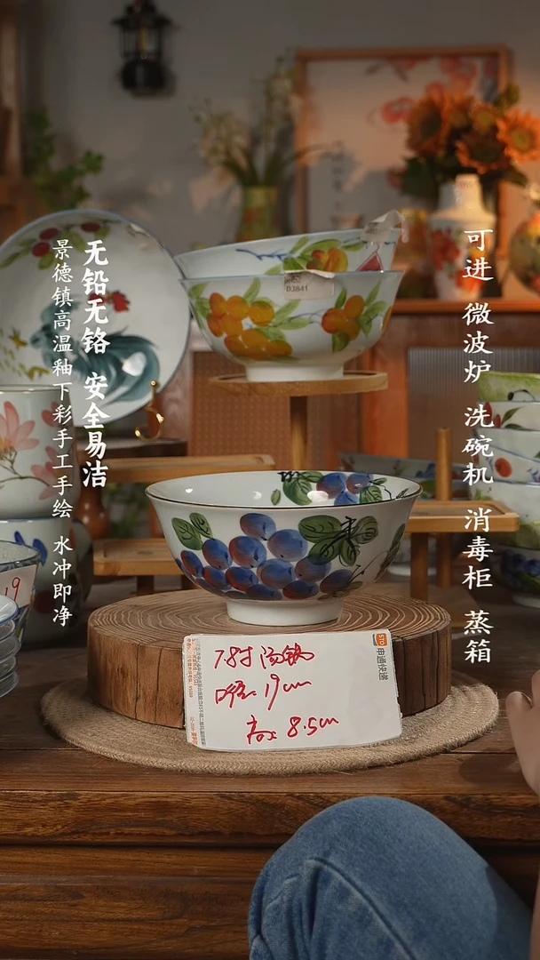 瓷景德镇高温瓷釉下彩手绘陶瓷