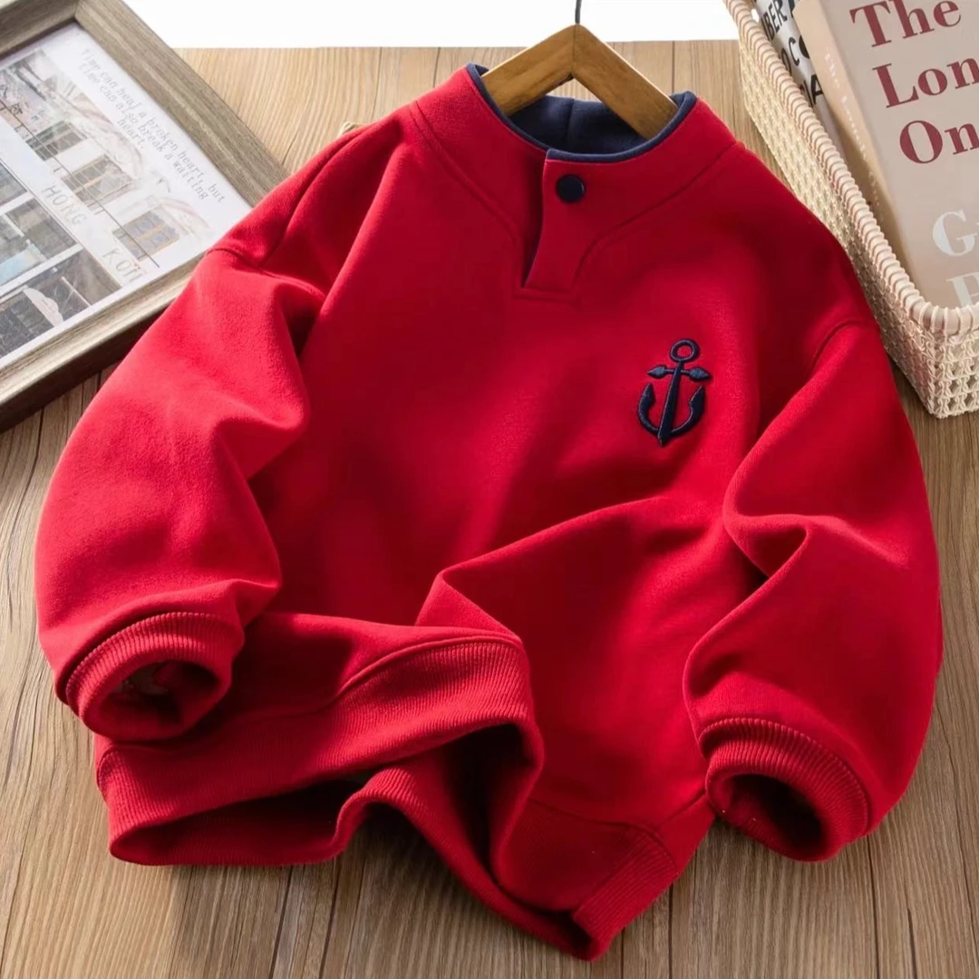 【年款】中大童帅气加绒立领刺绣卫衣020