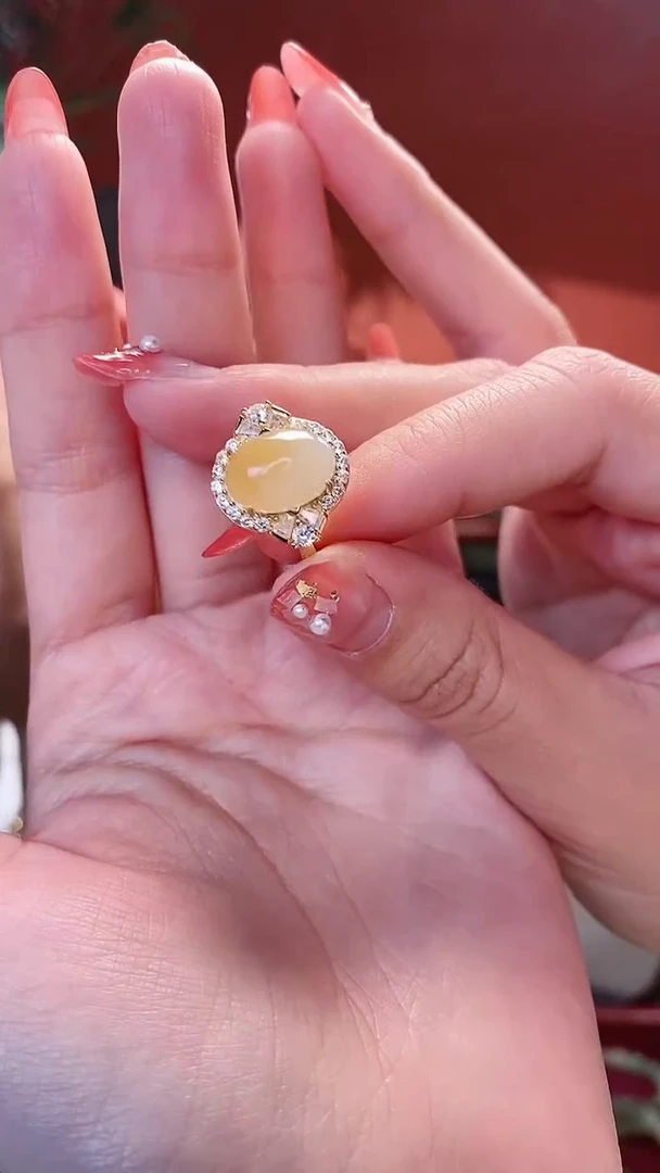 【闪购商品】和田玉戒指银S925镶嵌蛋面戒指