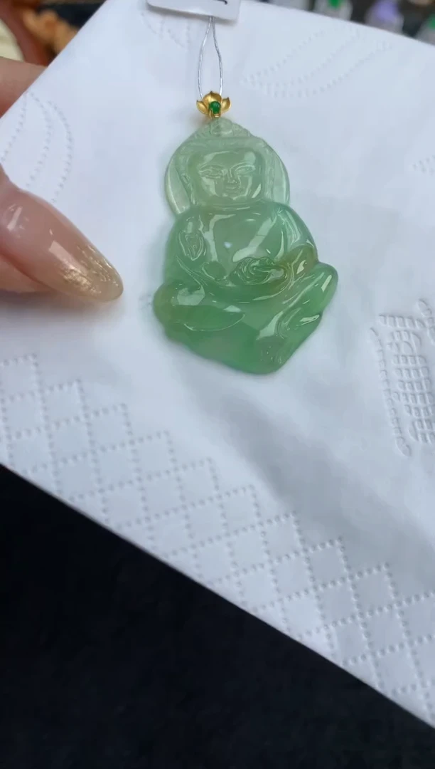 【闪购商品】翡翠颈饰18K金镶嵌花件吊坠